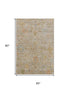 5' X 8' Beige Orange And Blue Floral Washable Area Rug With UV Protection