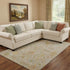 8' X 10' Beige Orange And Blue Floral Washable Area Rug With UV Protection