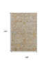 9' X 12' Beige Orange And Blue Floral Washable Area Rug With UV Protection