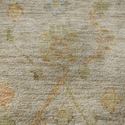 9' X 12' Beige Orange And Blue Floral Washable Area Rug With UV Protection
