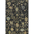 5' X 8' Black Gold And Blue Floral Washable Area Rug With UV Protection