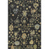 5' X 8' Black Gold And Blue Floral Washable Area Rug With UV Protection