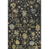 9' X 12' Black Gold And Blue Floral Washable Area Rug With UV Protection