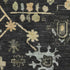 9' X 12' Black Gold And Blue Floral Washable Area Rug With UV Protection