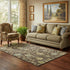 5' X 8' Brown Gold And Blue Floral Washable Area Rug With UV Protection