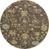 8' Brown Gold And Blue Floral Washable Round Rug With UV Protection