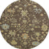 8' Brown Gold And Blue Floral Washable Round Rug With UV Protection