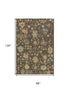 8' X 10' Brown Gold And Blue Floral Washable Area Rug With UV Protection