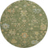 8' Fern Green Gold And Blue Floral Washable Round Rug With UV Protection