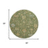 8' Fern Green Gold And Blue Floral Washable Round Rug With UV Protection