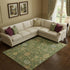 9' X 12' Fern Green Gold And Blue Floral Washable Area Rug With UV Protection