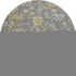 8' Gray Gold And Blue Floral Washable Round Rug With UV Protection