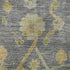 8' Gray Gold And Blue Floral Washable Round Rug With UV Protection