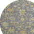 8' Gray Gold And Blue Floral Washable Round Rug With UV Protection