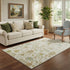 5' X 8' Ivory Gold And Blue Floral Washable Area Rug With UV Protection