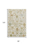 8' X 10' Ivory Gold And Blue Floral Washable Area Rug With UV Protection