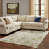 8' X 10' Ivory Gold And Blue Floral Washable Area Rug With UV Protection