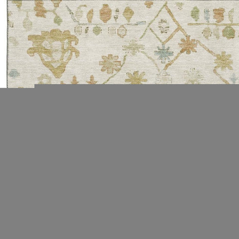 8' X 10' Ivory Gold And Blue Floral Washable Area Rug With UV Protection
