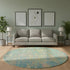 8' Teal Purple And Gold Abstract Washable Round Rug With UV Protection