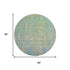 8' Teal Purple And Gold Abstract Washable Round Rug With UV Protection