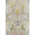 5' X 8' Beige Blue And Gold Floral Washable Area Rug With UV Protection