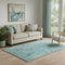 5' X 8' Blue Teal And Artichoke Green Floral Washable Area Rug With UV Protection
