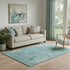 5' X 8' Blue Teal And Artichoke Green Floral Washable Area Rug With UV Protection