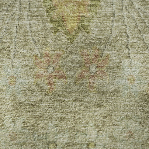 5' X 8' Khaki Gold And Beige Floral Washable Area Rug With UV Protection