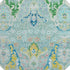 8' Teal Gold And Blue Floral Washable Round Rug With UV Protection