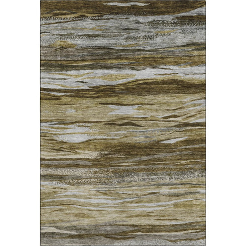 5' X 8' Brown Beige And Taupe Abstract Washable Area Rug With UV Protection