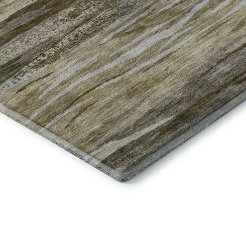 5' X 8' Brown Beige And Taupe Abstract Washable Area Rug With UV Protection