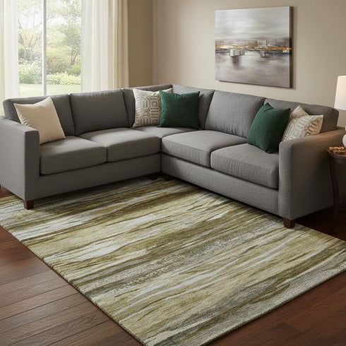8' X 10' Brown Beige And Taupe Abstract Washable Area Rug With UV Protection