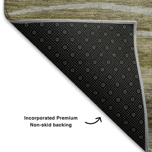 8' X 10' Brown Beige And Taupe Abstract Washable Area Rug With UV Protection