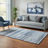 5' X 8' Blue Gray And Silver Abstract Washable Area Rug With UV Protection