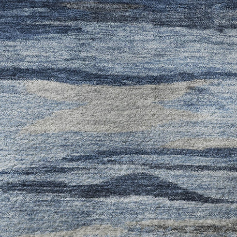5' X 8' Blue Gray And Silver Abstract Washable Area Rug With UV Protection