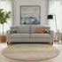 8' Salmon Gold And Gray Abstract Washable Round Rug With UV Protection