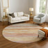 8' Salmon Gold And Gray Abstract Washable Round Rug With UV Protection