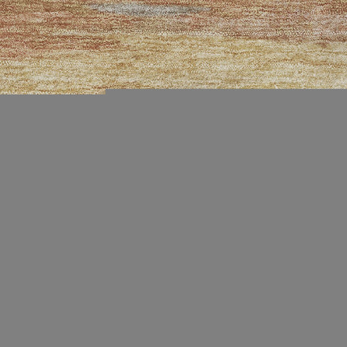 8' Salmon Gold And Gray Abstract Washable Round Rug With UV Protection