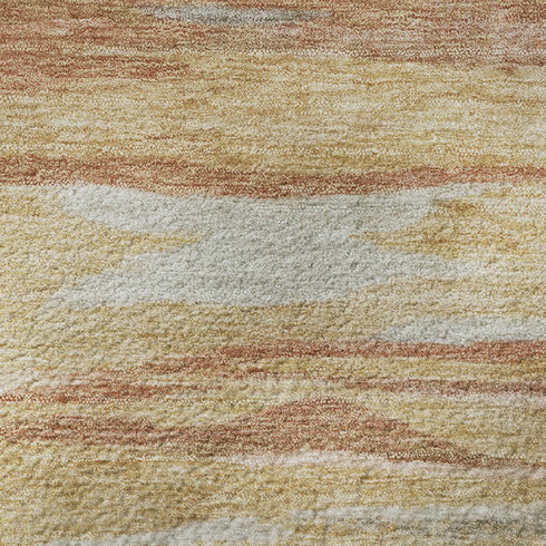 8' X 10' Salmon Gold And Gray Abstract Washable Area Rug With UV Protection