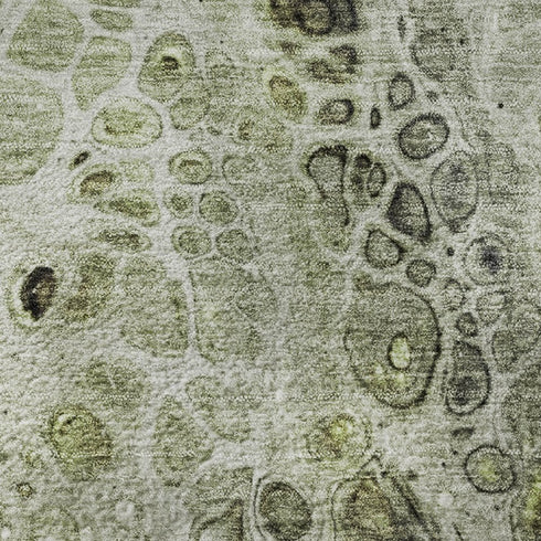 8' X 10' Artichoke Green Gray And Silver Abstract Washable Area Rug With UV Protection