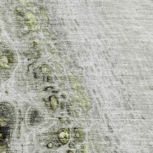 8' X 10' Artichoke Green Gray And Silver Abstract Washable Area Rug With UV Protection