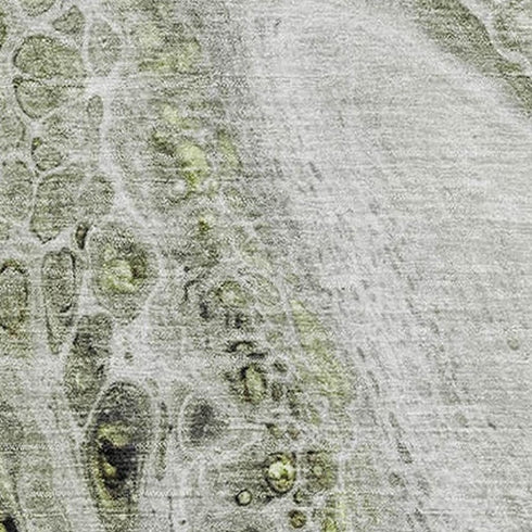 8' X 10' Artichoke Green Gray And Silver Abstract Washable Area Rug With UV Protection