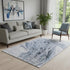 5' X 8' Blue Gray And Silver Abstract Washable Area Rug With UV Protection