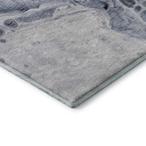 5' X 8' Blue Gray And Silver Abstract Washable Area Rug With UV Protection