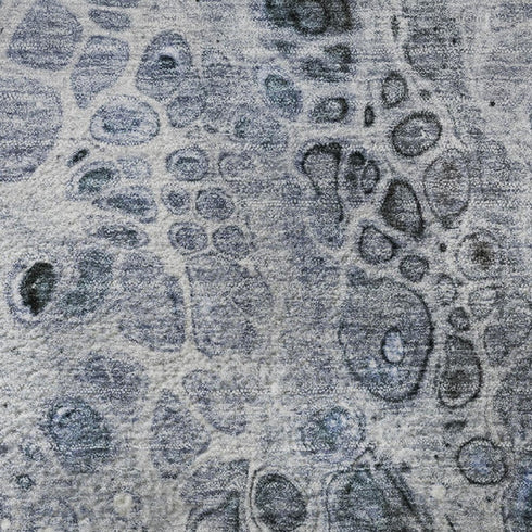 5' X 8' Blue Gray And Silver Abstract Washable Area Rug With UV Protection