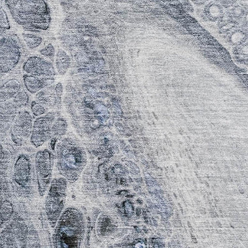 5' X 8' Blue Gray And Silver Abstract Washable Area Rug With UV Protection