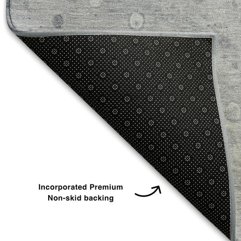 8' X 10' Blue Gray And Silver Abstract Washable Area Rug With UV Protection