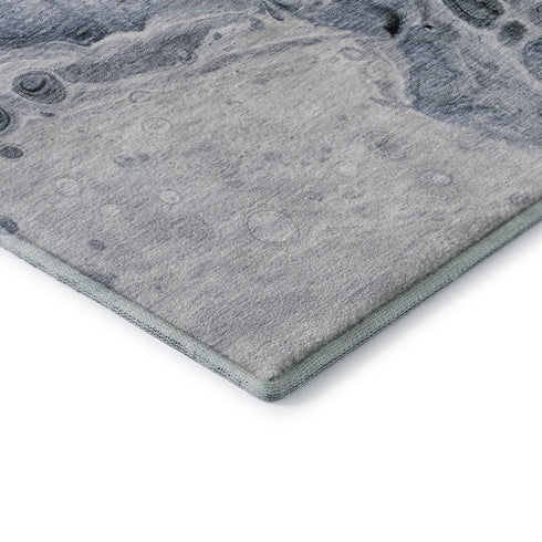 8' X 10' Blue Gray And Silver Abstract Washable Area Rug With UV Protection