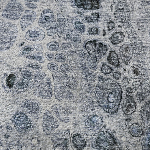 8' X 10' Blue Gray And Silver Abstract Washable Area Rug With UV Protection