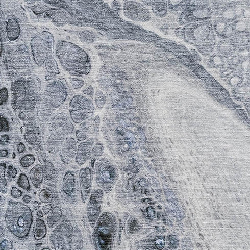 8' X 10' Blue Gray And Silver Abstract Washable Area Rug With UV Protection